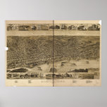 Memphis Tennessee 1887 Antique Panoramic Map Poster