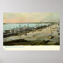 Memphis Tennessee, Boats at a Wharf 1906 Vintage Posters