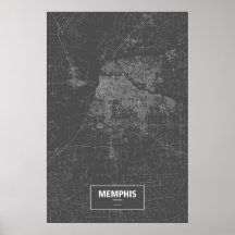 Memphis, Tennessee (white on black) Poster