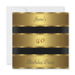 Men 40th birthday Party Gold Black invitations