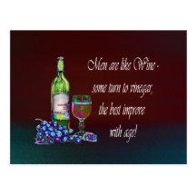 Men are like Wine! Humorous Wine Quote Gifts Postcard