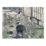 Men relaxing around a hibachi by Katsukawa,Shunshō Postcard