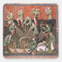 Men with nets square stickers