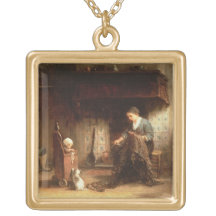 Mending the Nets (oil on panel) Jewelry