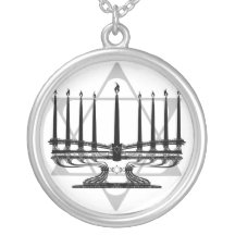 Menorah and Star Personalized Necklace