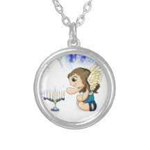 Menorah Angel Personalized Necklace