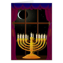 Menorah In Window Card