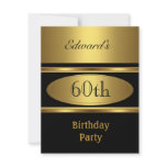 Mens 60th Birthday Party Gold Black invitations