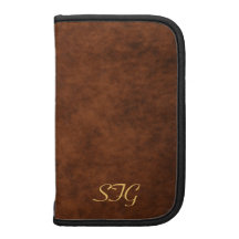 Mens Brown Leather Monogram Daily Planner