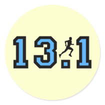 Mens half marathon round sticker