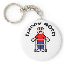 Mens, "Happy 40th" Key Chains