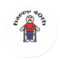 Mens, "Happy 40th" Stickers