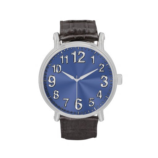 Mens Watch Blue Face Leather Band Zazzle