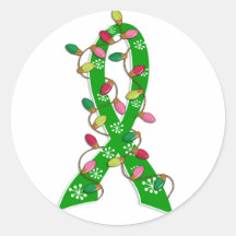 Mental Health Awareness Christmas Lights Ribbon Stickers