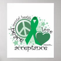 Mental Health Peace Love Acceptance Posters