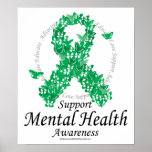 Mental Health Ribbon of Butterflies posters