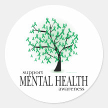 Mental Health Tree Round Stickers