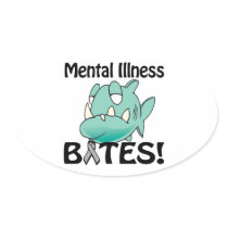 Mental Illness BITES (grey) Oval Stickers