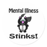 Mental Illness Stinks Skunk Awareness Design Round Sticker