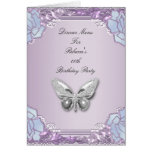 Menu Dinner Card Silver Lilac Mauve Butterfly