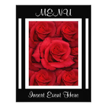 Menu template - customisable red roses personalised announcement