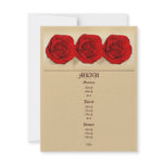 Menu templates - customisable red roses invitations