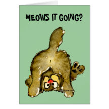 Meows it Going? Cartoon Cat Greeting Card