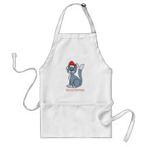 Meowy Christmas Santa Cat Aprons