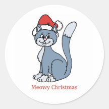Meowy Christmas Santa Cat Stickers