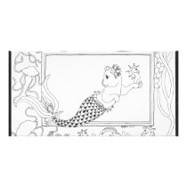 Mercat with seahorses and jellyfish photo card