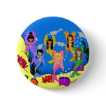 Merfairies in Ocean with Dolphins Button