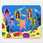 Merfairies in Ocean with Dolphins Mouse Pad