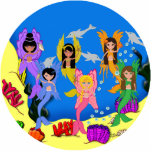 Merfairies in Ocean with Dolphins Ornament photo sculptures