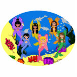 Merfairies in Ocean with Dolphins Photo Sculpture photo sculptures