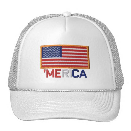 'MERICA Embroidered Stitch-Style US Flag Patch Hat