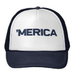'MERICA Stitch-Style Mesh Trucker Hat (navy blue)