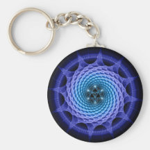 Merkaba Spiral Mandala Blue ( Fractal Geometry ) Keychains