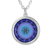 Merkaba Spiral Mandala Blue ( Fractal Geometry ) Personalized Necklace
