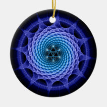 Merkaba Spiral Mandala Blue ( Fractal Geometry ) Christmas Ornament