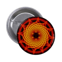 Merkaba Spiral Mandala Red ( Fractal Geometry ) Pinback Button