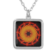 Merkaba Spiral Mandala Red ( Fractal Geometry ) Custom Necklace