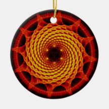 Merkaba Spiral Mandala Red ( Fractal Geometry ) Ornaments