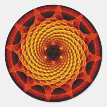 Merkaba Spiral Mandala Red ( Fractal Geometry ) Round Stickers