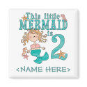 Mermaid 2nd Birthday magnets