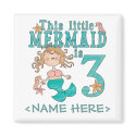 Mermaid 3rd Birthday magnets
