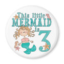 Mermaid 3rd Birthday magnets