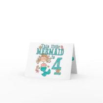 Mermaid 4th Birthday Invitations