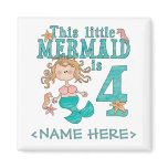 Mermaid 4th Birthday magnets