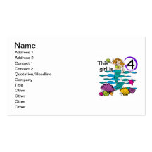 Mermaid 4th Birthday Tshirts and Gifts Business Card