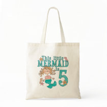 Mermaid 5th Birthday Tote Bags